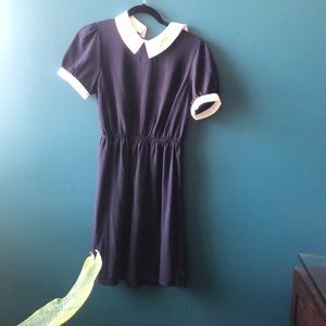 Navy dress with white collar